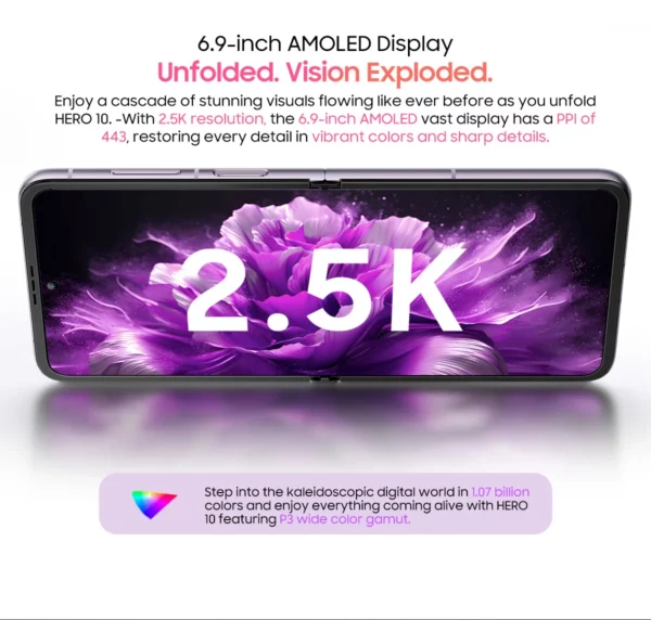 Blackview HERO 10-Smartphone avec Écran Pliant AMOLED de 6.9 Pouces, 12 Go de RAM et 256 Go de ROM, Caméra MTK 108MP, Helio G99, Première Mondiale – Image 23
