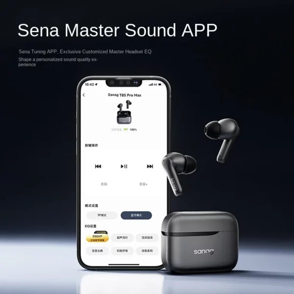 Sanag T85 ANC sans fil Bluetooth écouteur 6 micro-48dB actif hybride suppression du bruit casque ENC HD appel écouteurs TWS écouteurs – Image 5