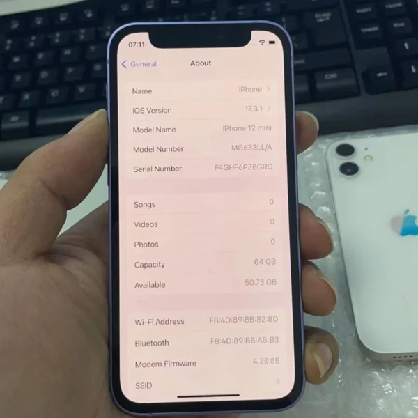 APPLE-Authentique smartphone iPhone 12 mini débloqué, téléphone portable, 4 Go de RAM, 64/97%/128 Go de ROM, processeur Dean IOS, A14 Bionic 256, pour touristes, 5G, nouveauté 5.4 – Image 18
