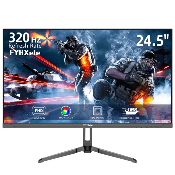 FYHXele 24.5 pouces moniteur de jeu 320Hz FHD 1920x1080 1ms sans cadre 100% sRGB LED lumière de fond moniteur d'ordinateur Freesync