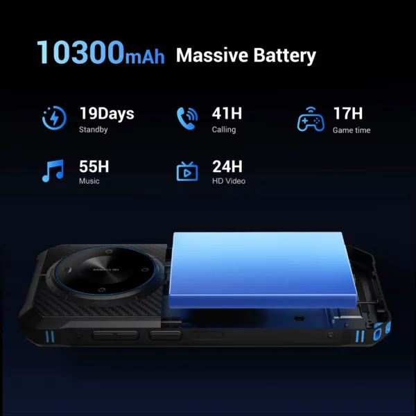 FOSSiBOT F105 Smartphone robuste Android 14 12GB + 64GB téléphone portable 6.745 "HD + écran IPS 20MP caméra 10300mAh téléphone portable – Image 3