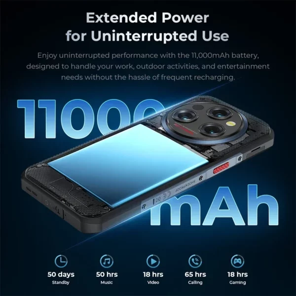 Oukitel WP35 S téléphone robuste 6GB + 256GB 11000mAh téléphones portables androids NFC 48MP caméra arrière Smartphone téléphone d'affaires – Image 2