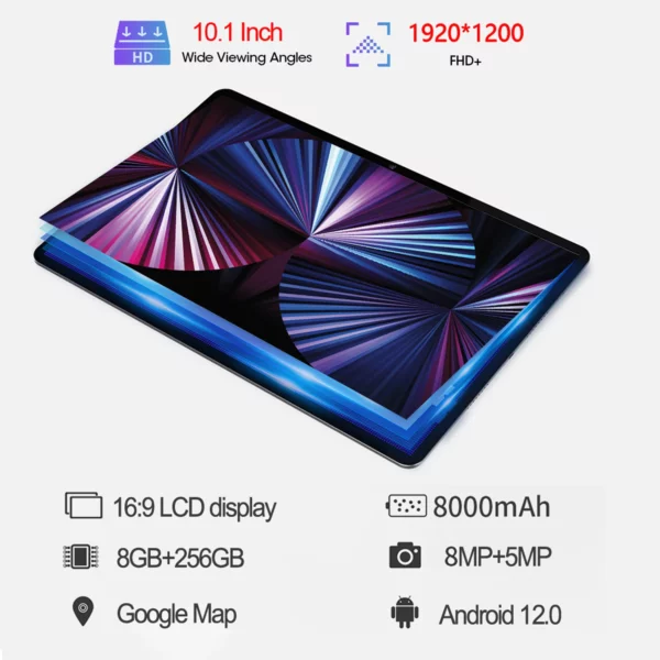 Tab-Tablette Android Version Globale de 10.1 Pouces, 8 Go + 256 Go, Dean, 12/8000mAh, Processeur 10 Cœurs, Prise en Charge 4G/5G, Google Play, Originale, 2024 – Image 13