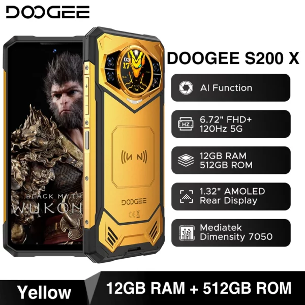 Première mondiale DOOGEE S200 X 5G téléphone robuste 12 + 512 Go Smartphone 6,72 "FHD + 120 Hz écran IPS dimension 7050 10100 mAh batterie 33 W – Image 8
