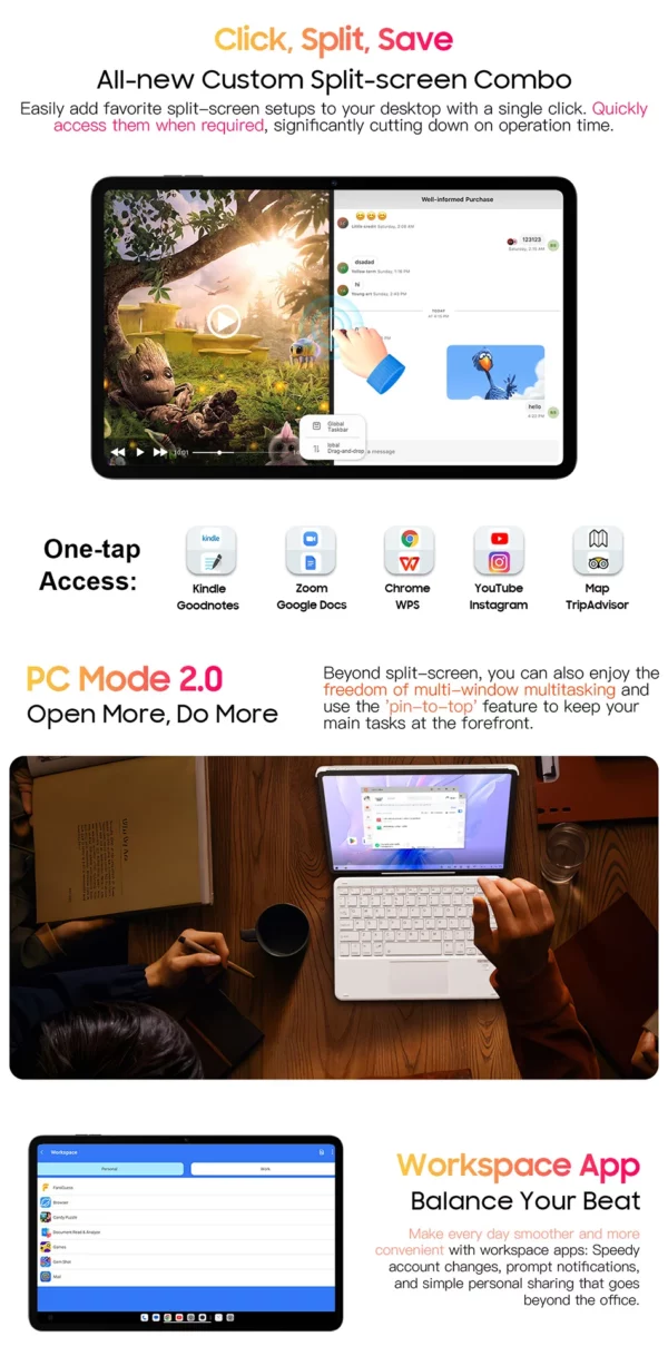 Blackview MEGA 1 tablettes 11.5 "2.4K 120Hz affichage 50MP caméra 12GB 256GB 8800mAh 33W charge Widevine L1 Android Pad PC – Image 49