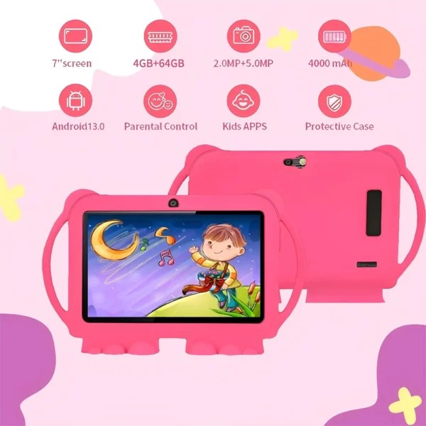 Nouveau 5G WIFI 7 pouces tablette pour enfants 4GB + 64GB ROM Mini Pad Quad Core double caméra étui de protection pour enfants tablettes Android 13 – Image 2