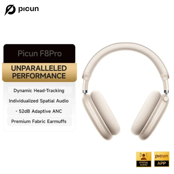 Picun F8 Pro ANC casque sans fil 3D suivi de la tête Audio spatial-52dB ANC HIFI Bluetooth casque ENC HD micro application à faible latence – Image 10