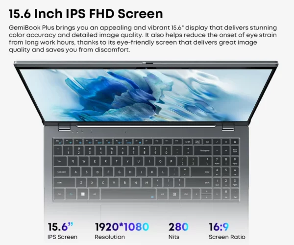 CHUWI-Ordinateur portable GemiPlePlus, 16 Go LPDDR5, SSD 512 Go, Intel Alder Lake N100 15.6, FHD 1920x1080, WiFi 6, Windows 11 – Image 16