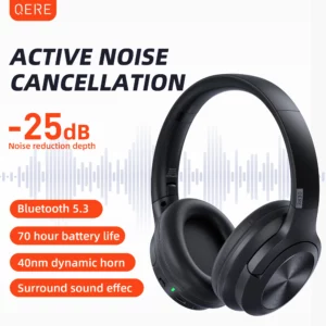 Casque sans fil QERE E80 écouteur bluetooth 5.3 ANC suppression du bruit Audio haute résolution sur l'oreille casque 70H 40mm Driver2.4G