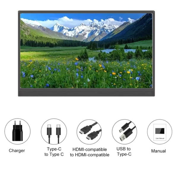Écran tactile Portable 14/15.6/16 pouces, panneau FHD IPS, affichage secondaire, moniteur d'ordinateur type-c HDMI pour ordinateurs portables Xbox Switch – Image 13