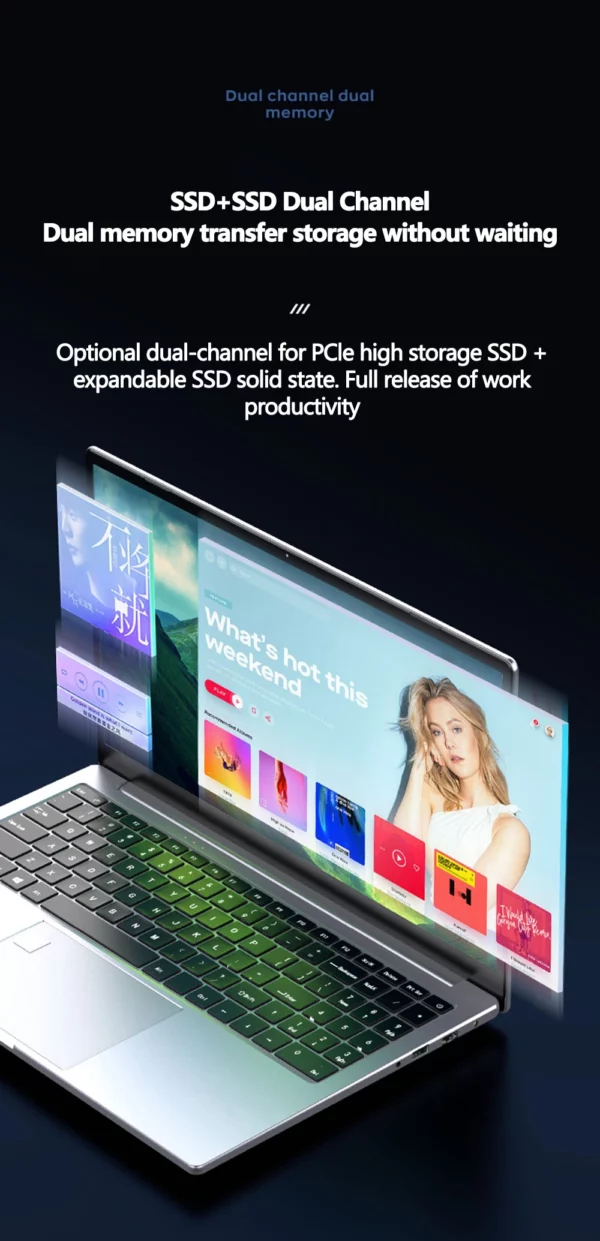 Ordinateur portable de jeu 15.6 pouces Intel Core I7-9750H 64GB RAM 2TB SSD DDR4 Win 11 5000mAH HD déverrouiller l'empreintes digitales ordinateur portable – Image 14
