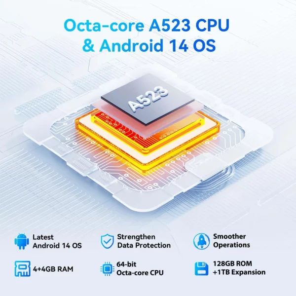 Tablette Android 14 CWOWDEFU, 10,1 pouces, Octa-core 8 Go de RAM 128 Go de ROM, 6000 mAh, Type-C, certifiée Google, Wifi6, caméras 5MP + 8MP, tablette PC – Image 2