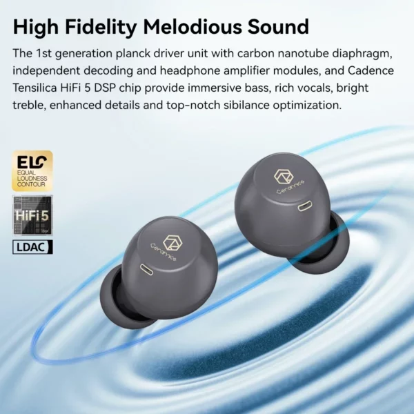 ROSESELSA CERAMICS X HIFI TWS True Wireless Bluetooth casque écouteurs stéréo jeu ANC 4HD micros IP54 Anti-vent LDAC écouteurs – Image 2