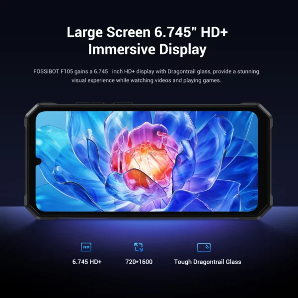 FOSSiBOT F105 Smartphone robuste Android 14 12GB + 64GB téléphone portable 6.745 "HD + écran IPS 20MP caméra 10300mAh téléphone portable – Image 4