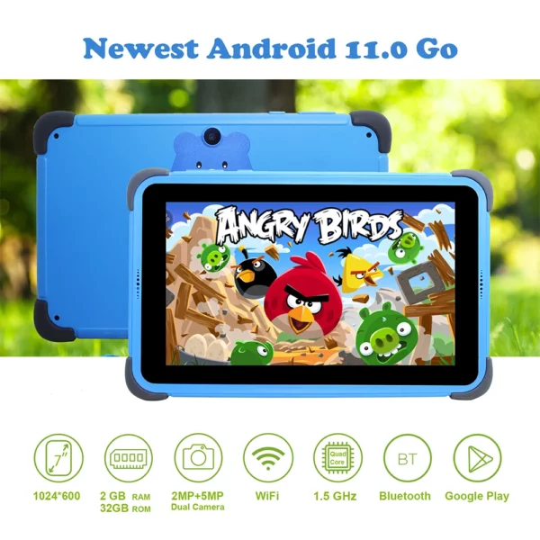 Tablette reconditionnée 7 ''Android tablette pour enfants 2GB 32GB 4 cœurs tablette utilisée pour les enfants 1024x600 IPS double Wifi 5G 3000mAh sans support – Image 2