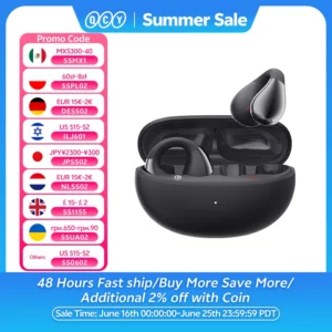 QCY Crossky-Écouteurs à clip d'oreille C30, Bluetooth 5.4, sans fil, oreille ouverte, écouteurs de sport TWS, écouteurs à connexion touristique