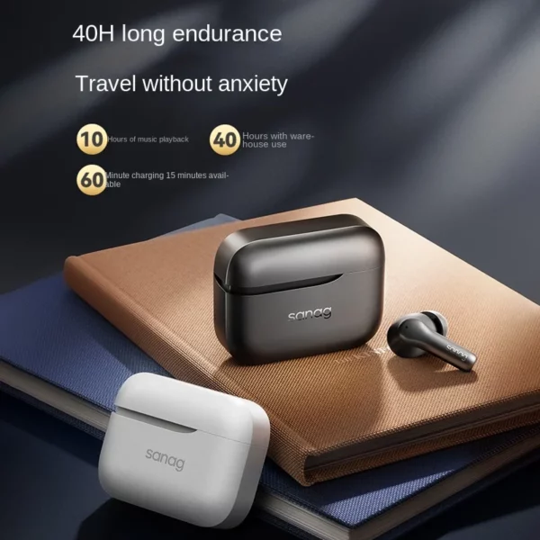 Sanag T85 ANC sans fil Bluetooth écouteur 6 micro-48dB actif hybride suppression du bruit casque ENC HD appel écouteurs TWS écouteurs – Image 2