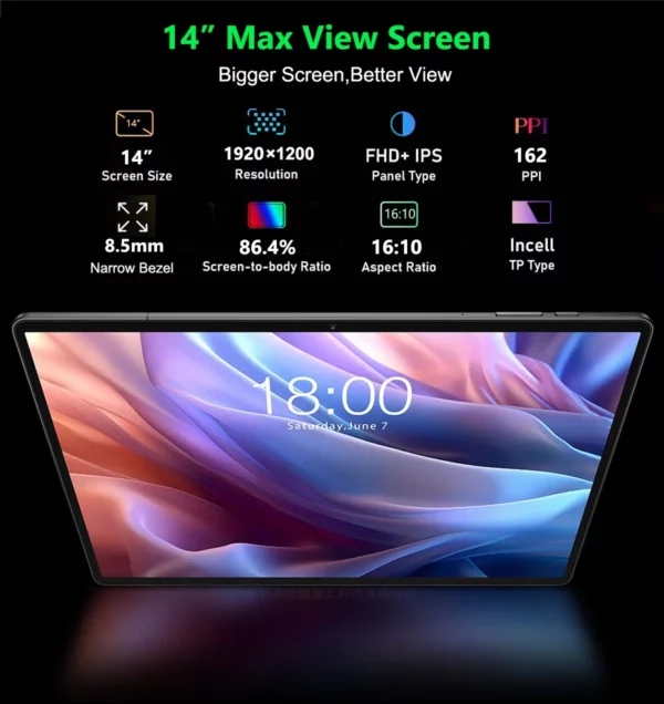 2025 nouveau 14 pouces grand écran Android 14 tablette PC 16gb + 512GB appel téléphonique 5G WIFI enfants Pad tablette pour classe éducative en ligne – Image 18