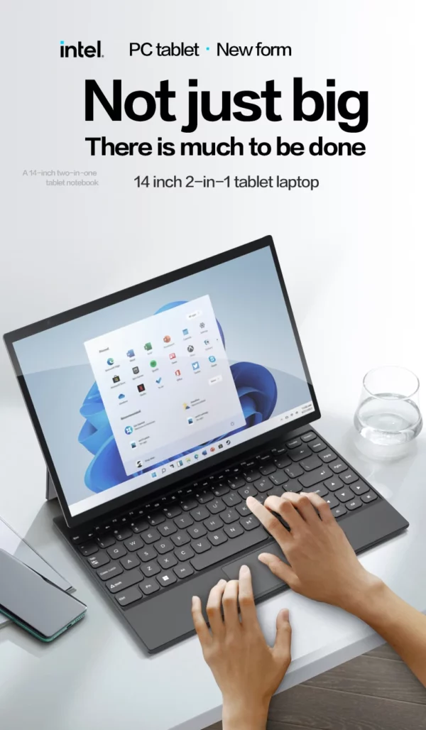 CRELANDER Ordinateur portable 2 en 1 , écran IPS 14 pouces (2240 ​​x 1440), processeur Intel 12e génération DDR4, SSD M2 16 Go/32 Go, Windows 11, tablette PC, ordinateur portable – Image 10