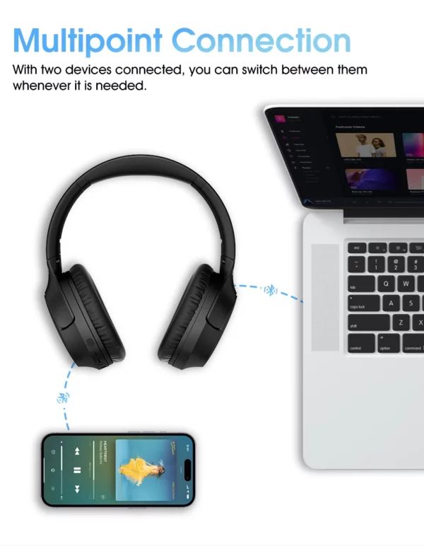 QCY H2 Pro casque sans fil Bluetooth 5.3 Mode basse écouteurs HIFI 3D casque stéréo sur l'oreille écouteurs de jeu – Image 15