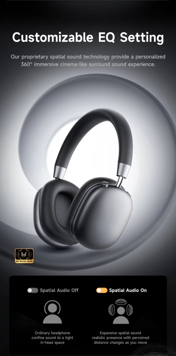 Picun F5 ANC casque sans fil Bluetooth 5.3 haute résolution Audio sur l'oreille casque 25dB annulation de bruit adaptative écouteurs 50H – Image 13