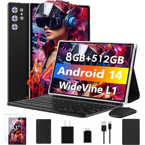 Nouvelle Version mondiale 10 pouces tablette Pc 8GB RAM 512GB ROM double 4G appel téléphonique WiFi Bluetooth Google Play Android 14 tablettes 7000mAh