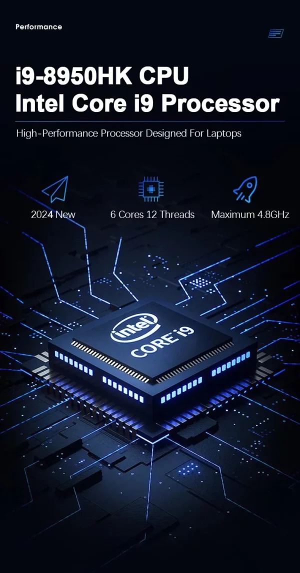 Ordinateur Portable i9 15.6 pouces Core i9-8950HK/9880H/10980H Gen processeur 64GB RAM 4 to SSD Windows 11 ordinateur Portable de jeu ordinateur Portable – Image 14