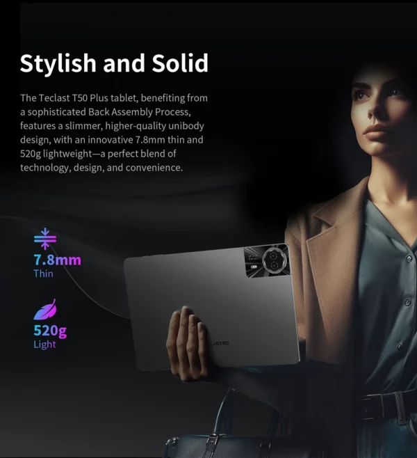 Tablette Teclast T50 Plus Android 14, 11 pouces, 2K, 90Hz, haute rafraîchissement, 6 go + 256 go, UNISOC T620, batterie 8000mAh, caméra 8MP + 13MP, languette 4G – Image 22