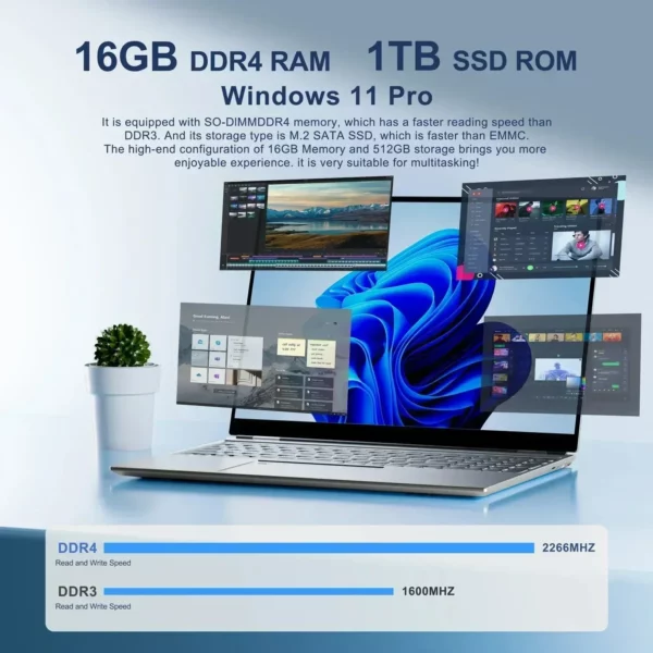 16 "ordinateur portable de bureau de jeu Powerhouse 2560x1600 16 Go de RAM Intel N5095/N95 CPU Windows 11 Pro ordinateur portable léger haute performance – Image 6