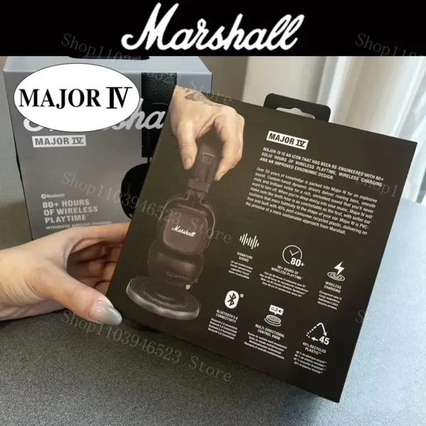 Marshall Major IV 4 casque Bluetooth basses profondes/conception ergonomique/plus de 80 heures de lecture écouteur pliable sport casque sans fil – Image 14