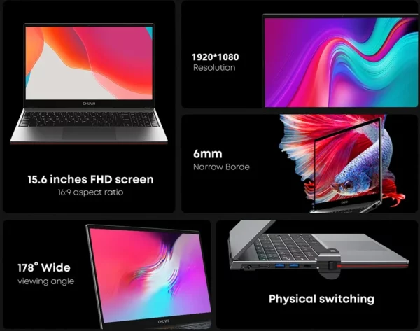 CHUWI-Ordinateur portable de jeu CorePleXPro, 16 Go de RAM, 512 Go SSD, écran IPS 15.6 pouces, Intel patiCores, i5-1235U Core ettes à 4.4 mesurz Notebook – Image 11
