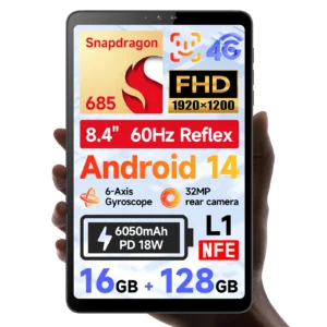BNCF BPad Mini 8.4 pouces Snapdragon SMD685 tablette Android14 (8 + 8) GB RAM + 128 GB ROM 6050 mAh batterie 4G LTE Widevine L1 2K IPS onglet