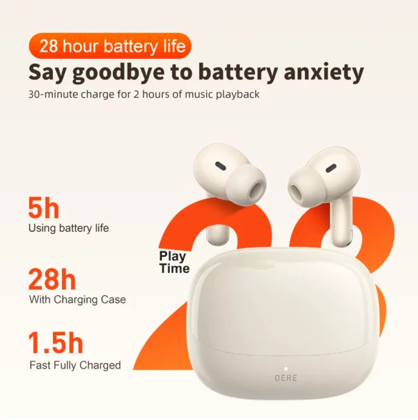 Écouteurs sans fil, QERE E38, nouveau TWS Bluetooth 5.3, Microphone HD, écouteurs HIFI, pilote 13mm, écouteurs étanches pour jeux à faible latence – Image 3