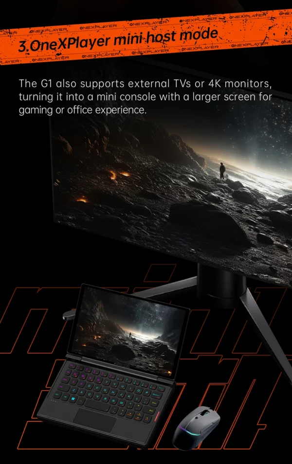 OneXPlayer G1 AMD Ryzen AI 9 HX 370 8.8 "Mini ordinateur portable de jeu jeux de bureau mobiles clavier double Mode PC Console de jeu portable – Image 15
