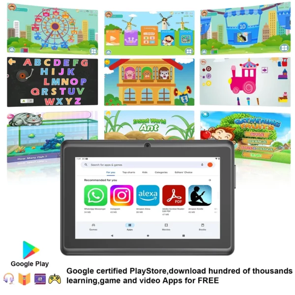 Nouveau 5G WIFI 7 pouces tablette pour enfants 4GB + 64GB ROM Mini Pad Quad Core double caméra étui de protection pour enfants tablettes Android 13 – Image 13