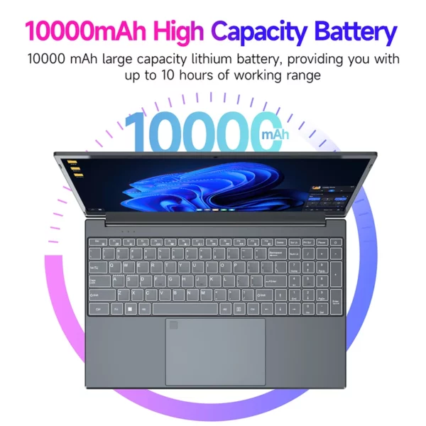 2025NewTouchscreen ordinateur portable 15,6 pouces N95 AI léger conception de bureau d'affaires ordinateur portable, 16 Go/256 Go – Image 6