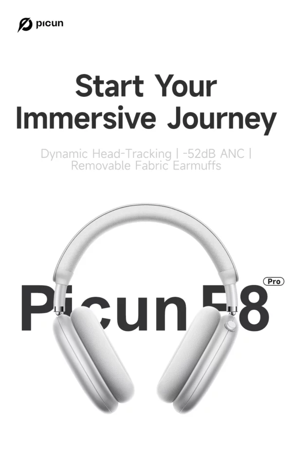 Picun F8 Pro ANC casque sans fil suivi de la tête Audio spatial 3D-52dB ANC HIFI Bluetooth casque ENC HD micro application à faible latence – Image 31