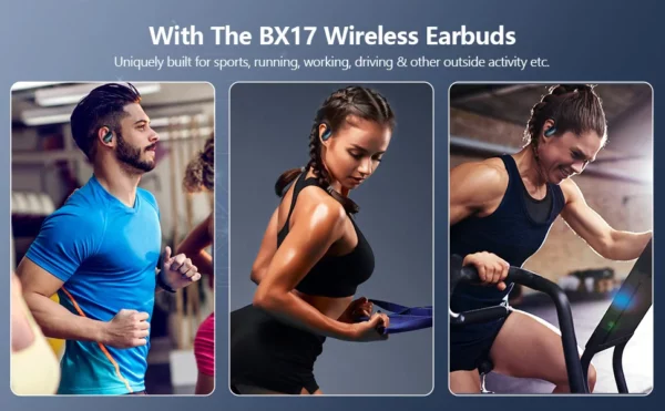 Écouteurs sans fil Bluetooth 5.3, avec bouton micro, contrôle du bruit, crochets d'oreille, casque étanche pour le sport – Image 16