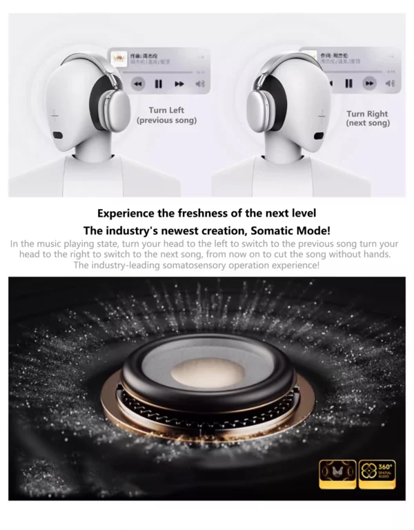Picun F8 Pro ANC casque sans fil 3D suivi de la tête Audio spatial-52dB ANC HIFI Bluetooth casque ENC HD micro application à faible latence – Image 15