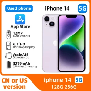 Apple iphone 14 5G Smartphone débloqué 256G ROM 6.1 pouces écran 3279 batterie toutes les couleurs en bon état téléphone d'occasion d'origine