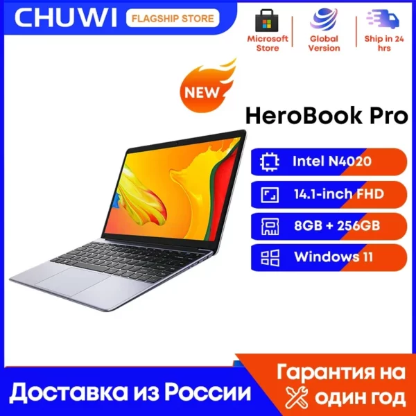 CHUWI-Ordinateur portable HeroPlePro, 8 Go de RAM, 256 Go SSD, Intel Celeron N4020, touriste Core, écran IPS 14.1 ", Windows 11