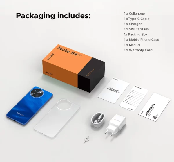 DOOGEE Note59 Pro + 5G Smartphone Android 15 Version mondiale 6250mAh batterie 6.75 ''120Hz affichage 12GB 512GB téléphone portable NFC – Image 46