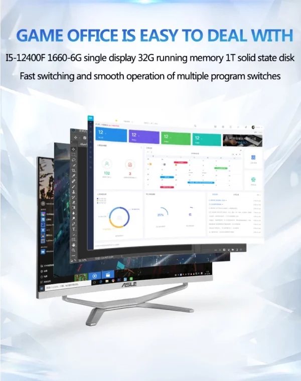 Ordinateur de bureau de jeu 24 27 32 pouces, tout-en-un, écran incurvé tout-en-un, I7 I5 I3 AIO, pour le bureau et la maison, offre spéciale – Image 13