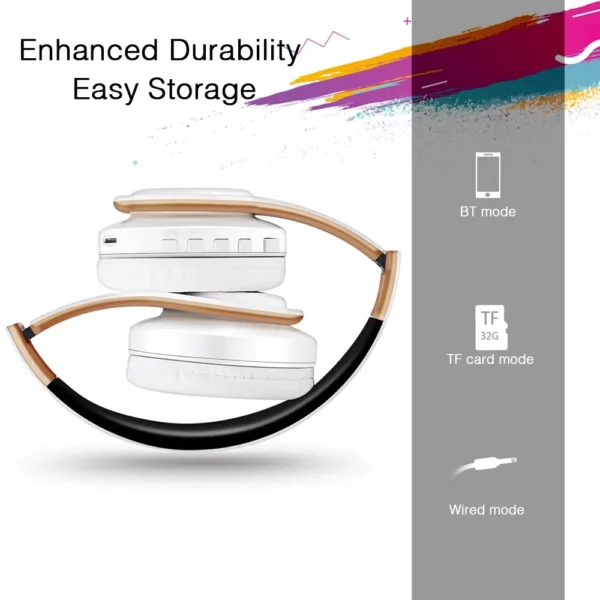 Écouteurs stéréo HIFI Bluetooth avec micro, casque de musique, FM, prise en charge de la carte TF, téléphone de sauna, mobile, Xiaomi, iPhone, tablette Samsung – Image 3
