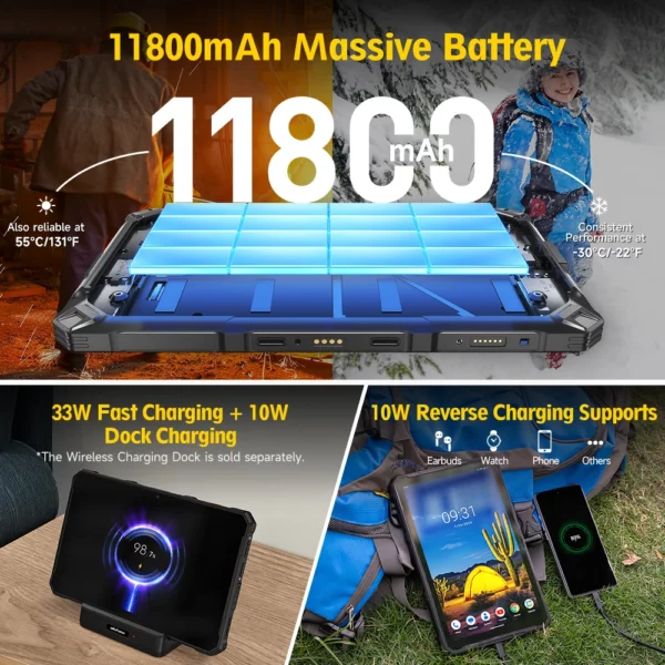 【Première mondiale】Ulefone Armor Pad 4 Ultra 5G Tablette robuste Imagerie thermique 11800mAh 10,36"2K 16GB + 256GB Android 14 Lumière LED – Image 5