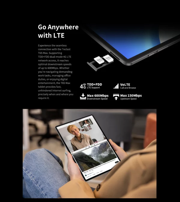 Teclast T65 Max 13 "FHD affichage Android 14 tablette MediaTek G99 8GB + 12GB extension RAM 256GB ROM 10000mAh batterie 18W Widevine L1 – Image 21