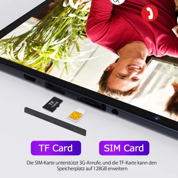 PRITOM – tablette PC 10 pouces, avec emplacement SIM, Android 10, 64 go, Quad Core, écran tactile, WiFi, GPS, prise en charge des appels téléphoniques 3G – Image 4