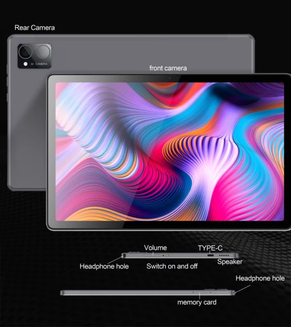 BDF P60-Tablette PC Android 12 de 10.1 Pouces, 8 Go de RAM, 256 Go de ROM, Appel Téléphonique, Wifi, Bluetooth, Google – Image 21