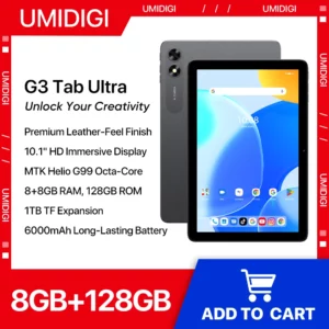 UMIDIGI G3 Tab Ultra MTK G99 Octa-Core 10.1 "HD 8 + 8GB 128GB 1TB TF Extension Android 13 8MP + 8MP 6000mAh batterie longue durée 18W