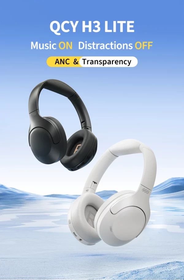 QCY-Écouteurs sans fil et filaires H3 Lite ANC, Bluetooth 5.3, casque supra-auriculaire pliable, son HIFI, 60 heures de lecture, écouteurs pour touristes allergiques – Image 10